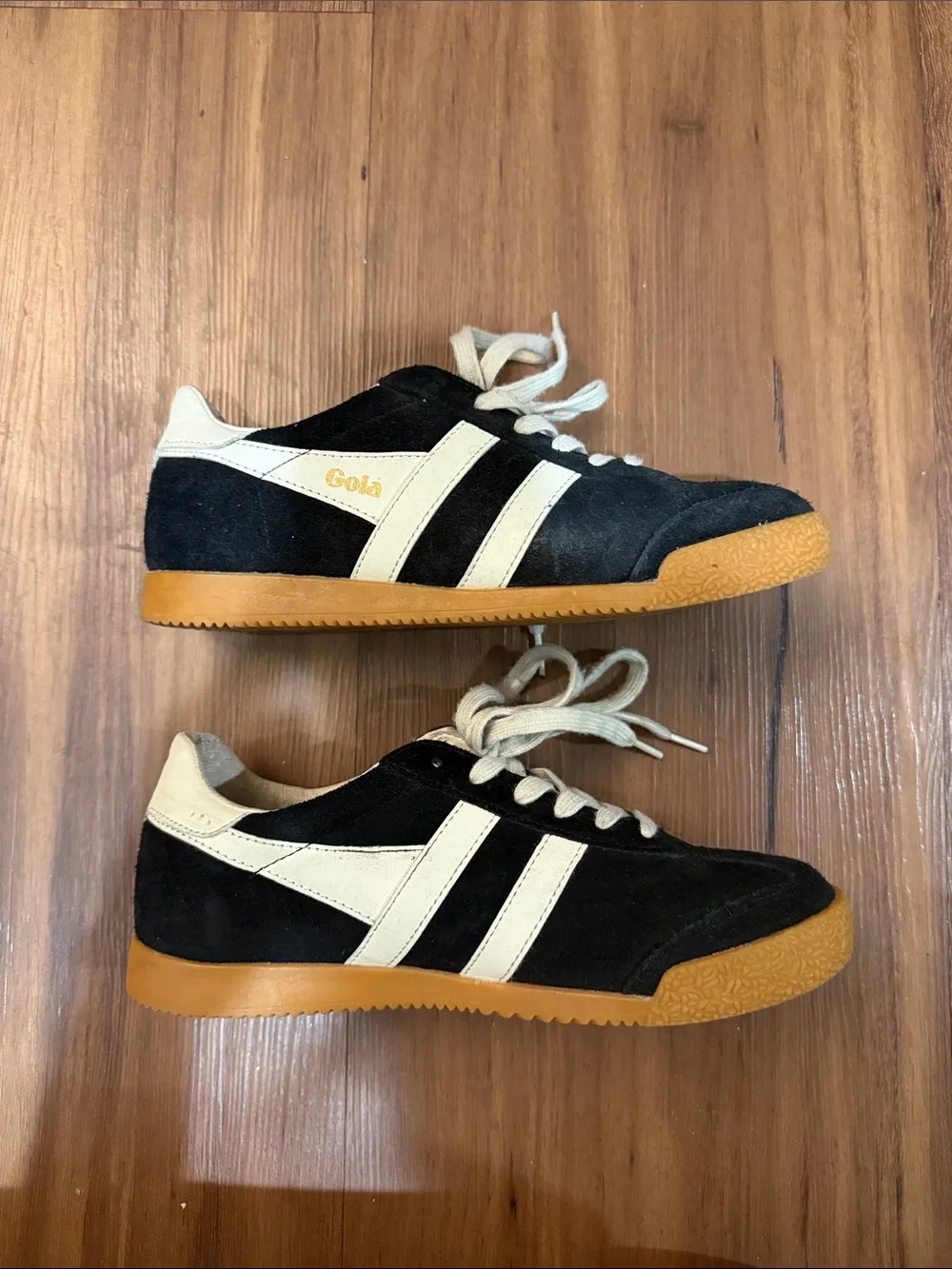 Gola Elan Black Suede Sneakers with Cream Accents